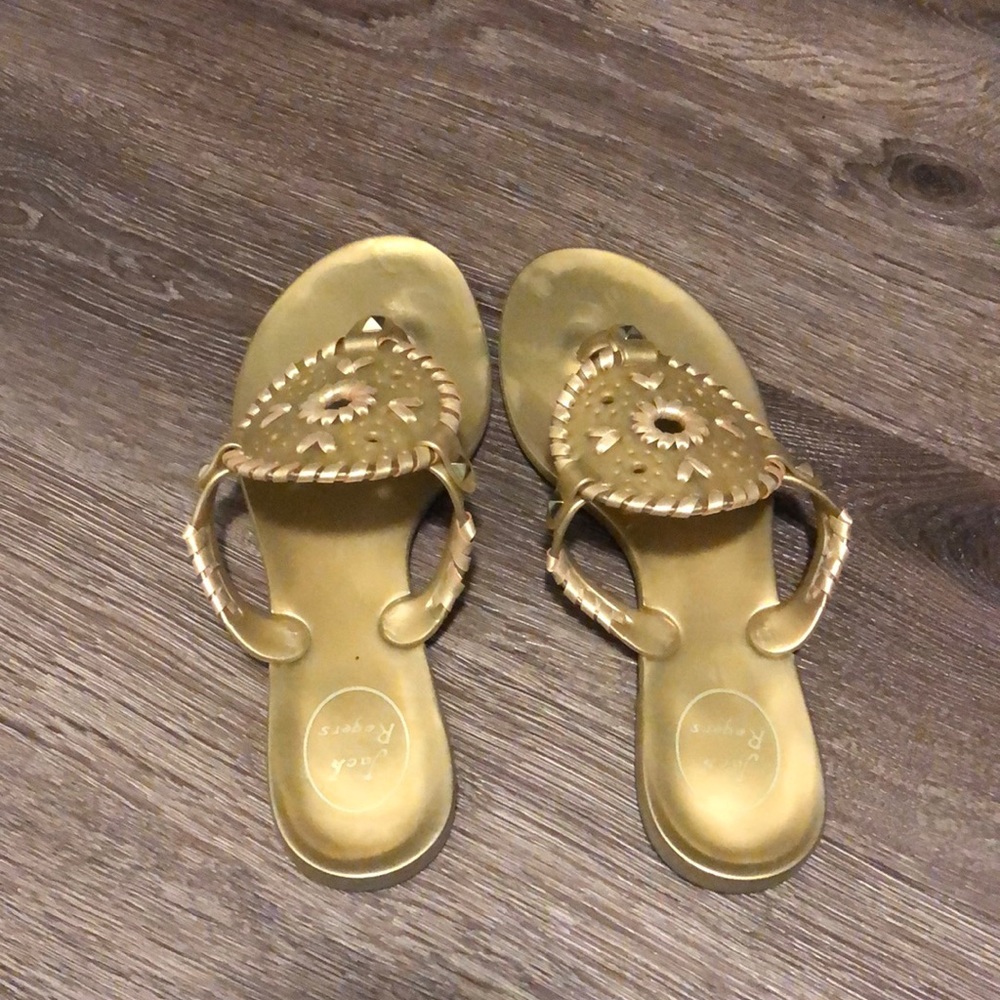 Jack Rogers gold sandals!
